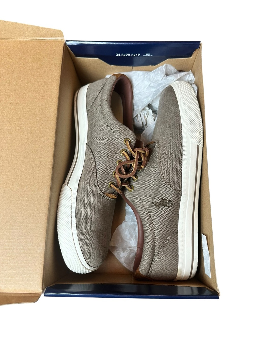 Polo by Ralph Lauren Vaughn SK VLC Dark Khaki Chamb Herringbone Sneaker Sz 11